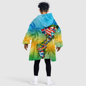 Caribbean-American Heritage Month Kid Wearable Blanket Hoodie Colorful Caribbean & Latin American Flag Map