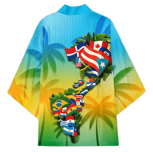 Caribbean-American Heritage Month Kimono Colorful Caribbean & Latin American Flag Map