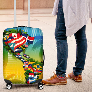 Caribbean-American Heritage Month Luggage Cover Colorful Caribbean & Latin American Flag Map