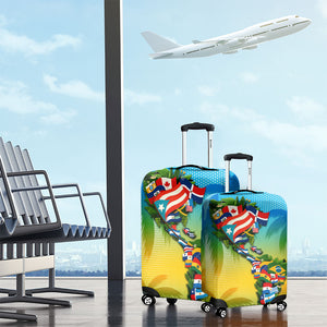 Caribbean-American Heritage Month Luggage Cover Colorful Caribbean & Latin American Flag Map