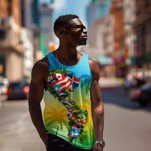 Caribbean-American Heritage Month Men Tank Top Colorful Caribbean & Latin American Flag Map