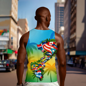 Caribbean-American Heritage Month Men Tank Top Colorful Caribbean & Latin American Flag Map