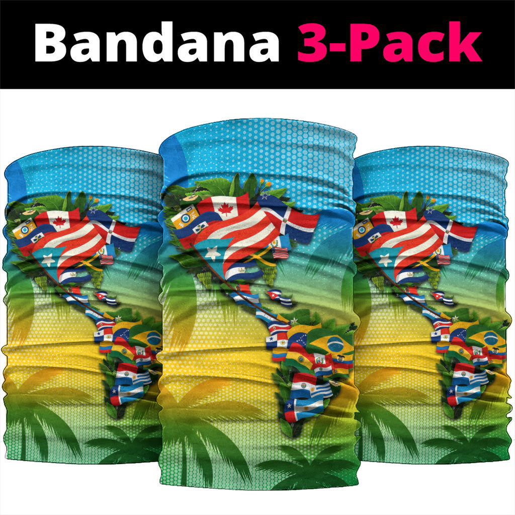 Caribbean-American Heritage Month Neck Gaiter Colorful Caribbean & Latin American Flag Map
