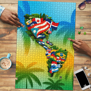 Caribbean-American Heritage Month Puzzle Colorful Caribbean & Latin American Flag Map