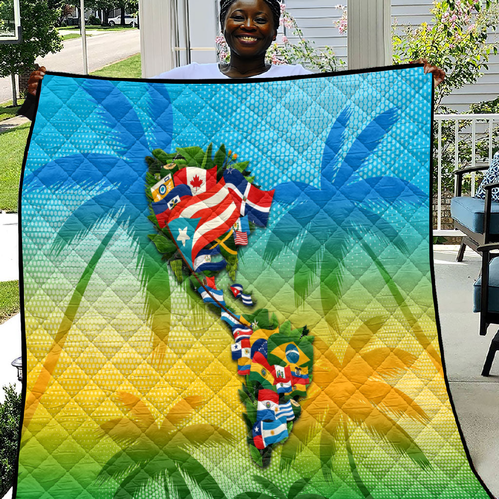 Caribbean-American Heritage Month Quilt Colorful Caribbean & Latin American Flag Map