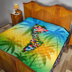 Caribbean-American Heritage Month Quilt Colorful Caribbean & Latin American Flag Map