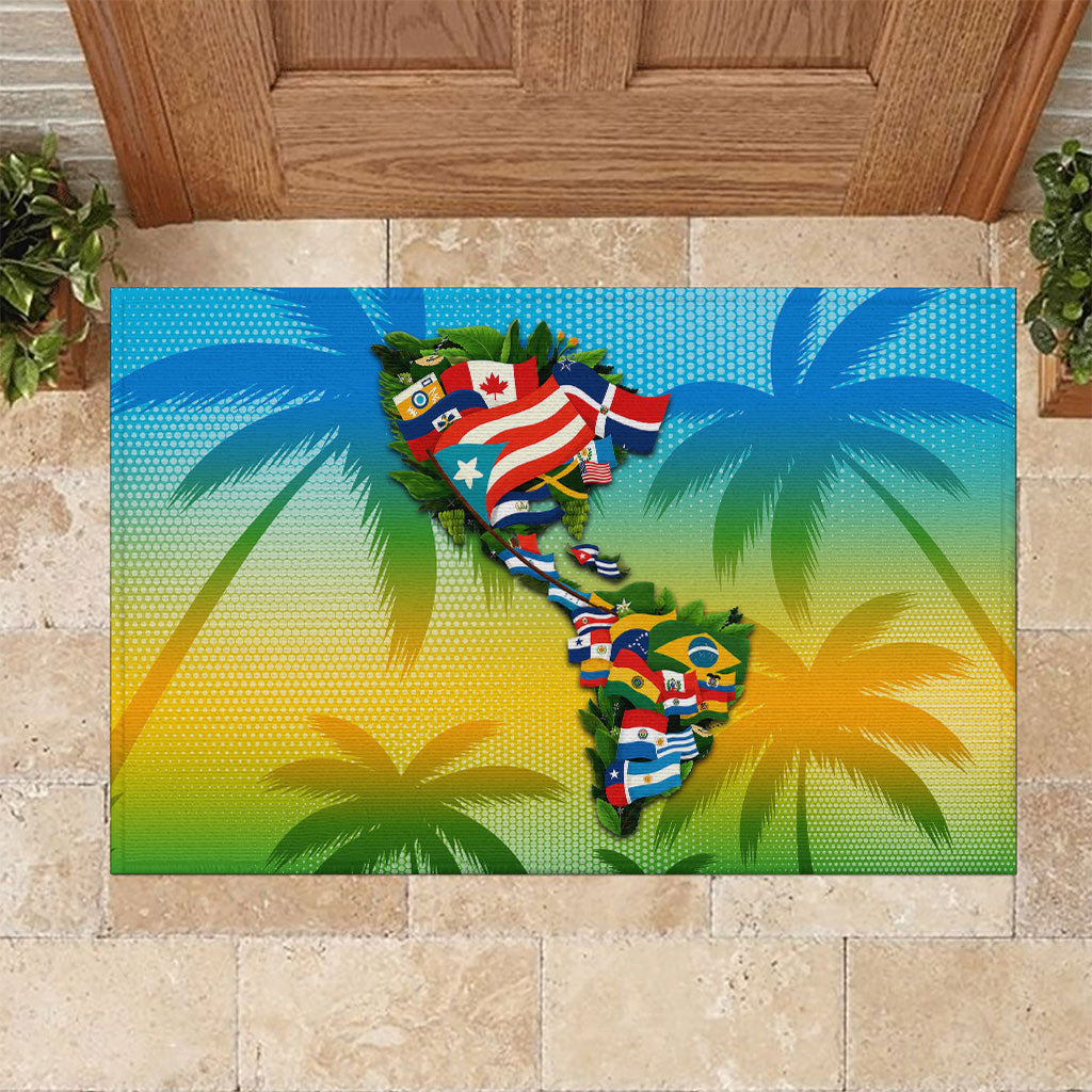 Caribbean-American Heritage Month Rubber Doormat Colorful Caribbean & Latin American Flag Map