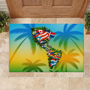 Caribbean-American Heritage Month Rubber Doormat Colorful Caribbean & Latin American Flag Map