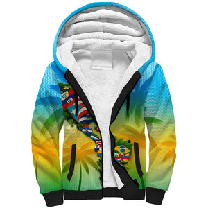Caribbean-American Heritage Month Sherpa Hoodie Colorful Caribbean & Latin American Flag Map
