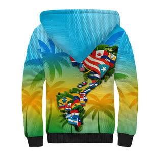 Caribbean-American Heritage Month Sherpa Hoodie Colorful Caribbean & Latin American Flag Map
