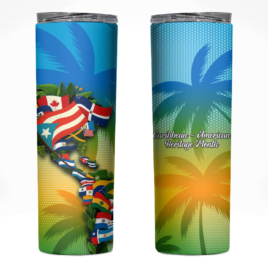 Caribbean-American Heritage Month Skinny Tumbler Colorful Caribbean & Latin American Flag Map