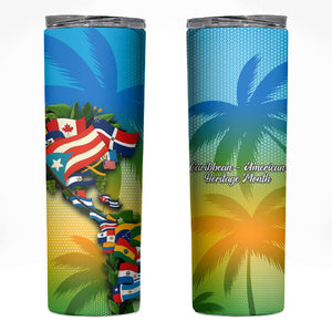 Caribbean-American Heritage Month Skinny Tumbler Colorful Caribbean & Latin American Flag Map