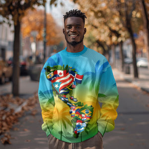 Caribbean-American Heritage Month Sweatshirt Colorful Caribbean & Latin American Flag Map