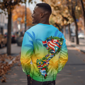 Caribbean-American Heritage Month Sweatshirt Colorful Caribbean & Latin American Flag Map