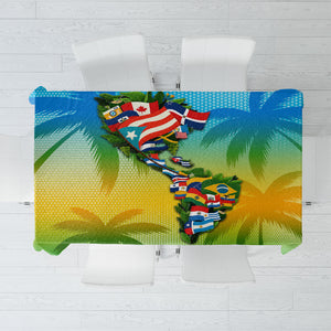 Caribbean-American Heritage Month Tablecloth Colorful Caribbean & Latin American Flag Map