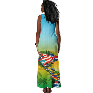 Caribbean-American Heritage Month Tank Maxi Dress Colorful Caribbean & Latin American Flag Map