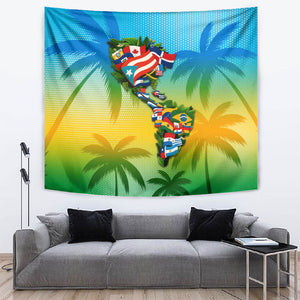 Caribbean-American Heritage Month Tapestry Colorful Caribbean & Latin American Flag Map