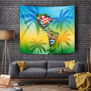 Caribbean-American Heritage Month Tapestry Colorful Caribbean & Latin American Flag Map