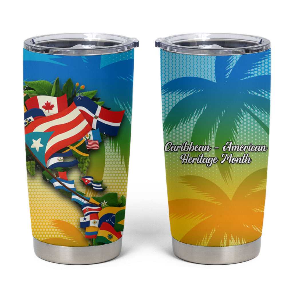 Caribbean-American Heritage Month Tumbler Cup Colorful Caribbean & Latin American Flag Map