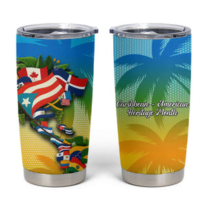 Caribbean-American Heritage Month Tumbler Cup Colorful Caribbean & Latin American Flag Map