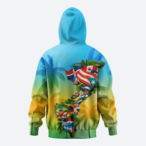 Caribbean-American Heritage Month Zip Hoodie Colorful Caribbean & Latin American Flag Map