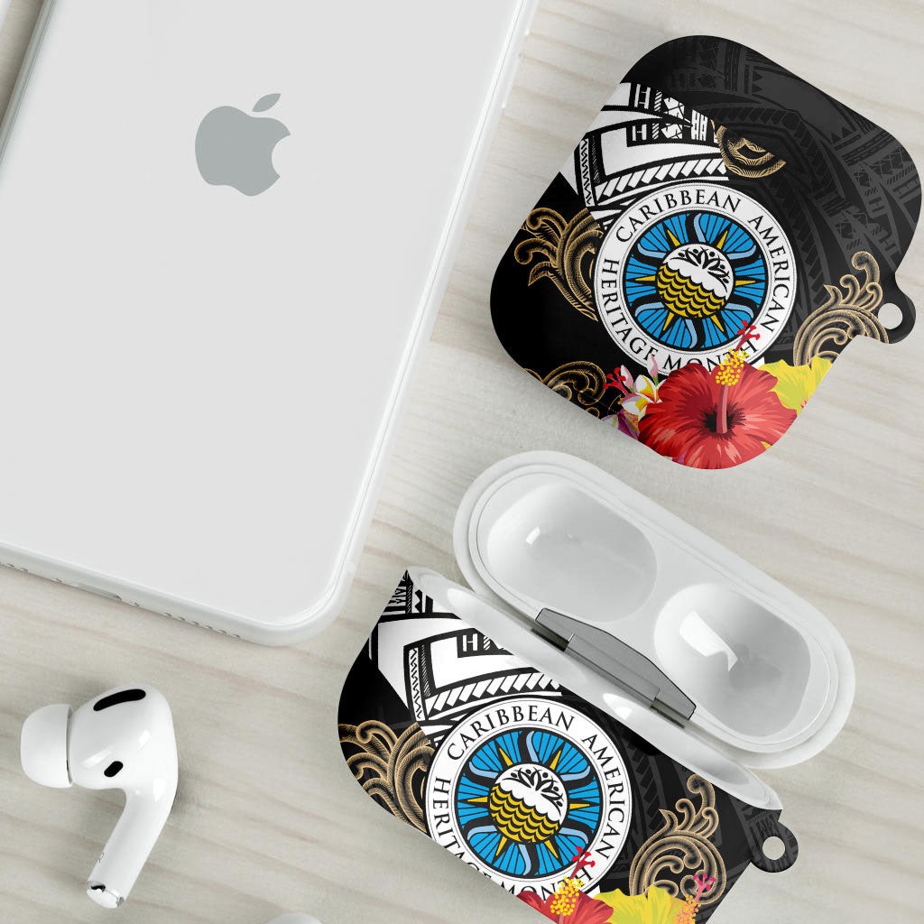 Caribbean American Heritage Month AirPods Case Tribal Pattern Tropical Hibiscus Flower