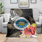 Caribbean American Heritage Month Blanket Tribal Pattern Tropical Hibiscus Flower