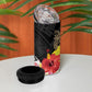 Caribbean American Heritage Month 4 in 1 Can Cooler Tumbler Tribal Pattern Tropical Hibiscus Flower