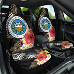 Caribbean American Heritage Month Car Seat Cover Tribal Pattern Tropical Hibiscus Flower