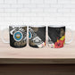 Caribbean American Heritage Month Ceramic Mug Tribal Pattern Tropical Hibiscus Flower