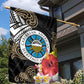 Caribbean American Heritage Month Garden Flag Tribal Pattern Tropical Hibiscus Flower