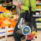 Caribbean American Heritage Month Grocery Bag Tribal Pattern Tropical Hibiscus Flower