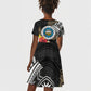 Caribbean American Heritage Month Kid Short Sleeve Dress Tribal Pattern Tropical Hibiscus Flower