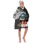 Caribbean American Heritage Month Kid Wearable Blanket Hoodie Tribal Pattern Tropical Hibiscus Flower
