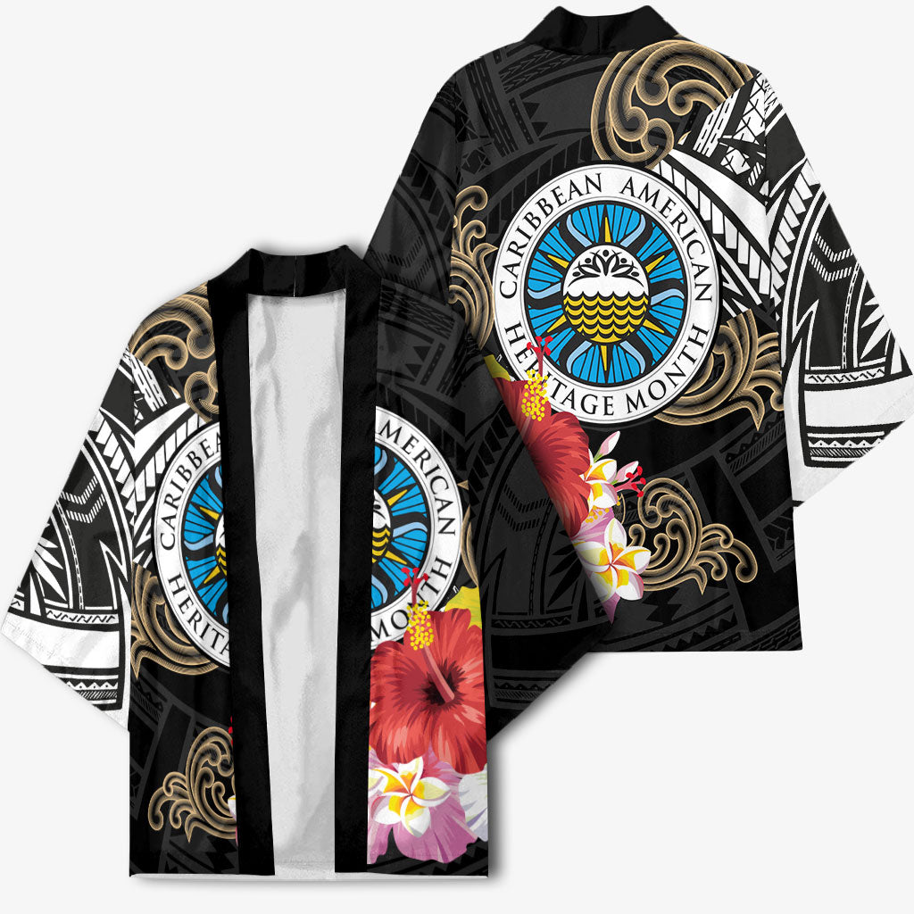 Caribbean American Heritage Month Kimono Tribal Pattern Tropical Hibiscus Flower