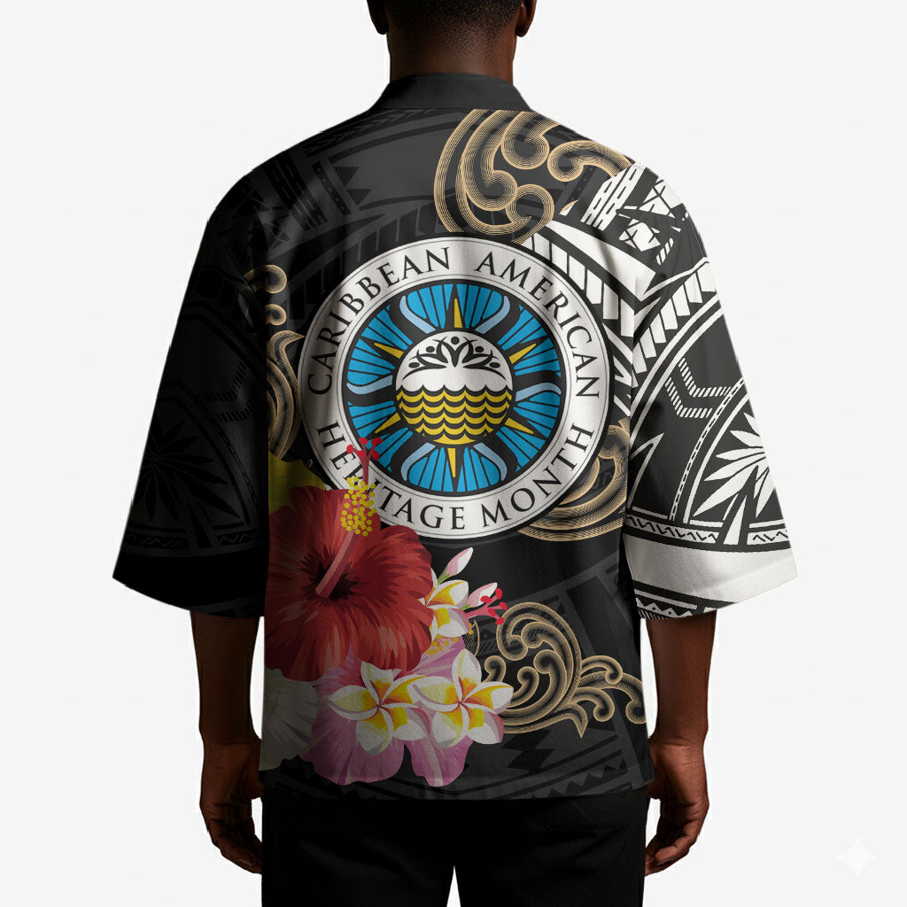 Caribbean American Heritage Month Kimono Tribal Pattern Tropical Hibiscus Flower
