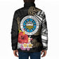 Caribbean American Heritage Month Padded Jacket Tribal Pattern Tropical Hibiscus Flower