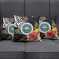 Caribbean American Heritage Month Pillow Cover Tribal Pattern Tropical Hibiscus Flower