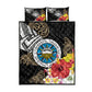 Caribbean American Heritage Month Quilt Bed Set Tribal Pattern Tropical Hibiscus Flower