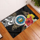 Caribbean American Heritage Month Rubber Doormat Tribal Pattern Tropical Hibiscus Flower