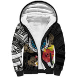 Caribbean American Heritage Month Sherpa Hoodie Tribal Pattern Tropical Hibiscus Flower