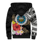 Caribbean American Heritage Month Sherpa Hoodie Tribal Pattern Tropical Hibiscus Flower