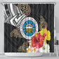 Caribbean American Heritage Month Shower Curtain Tribal Pattern Tropical Hibiscus Flower