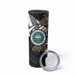 Caribbean American Heritage Month Skinny Tumbler Tribal Pattern Tropical Hibiscus Flower