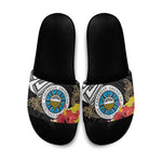Caribbean American Heritage Month Slide Sandals Tribal Pattern Tropical Hibiscus Flower