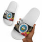 Caribbean American Heritage Month Slide Sandals Tribal Pattern Tropical Hibiscus Flower
