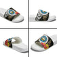 Caribbean American Heritage Month Slide Sandals Tribal Pattern Tropical Hibiscus Flower