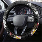 Caribbean American Heritage Month Steering Wheel Cover Tribal Pattern Tropical Hibiscus Flower