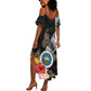Caribbean American Heritage Month Summer Maxi Dress Tribal Pattern Tropical Hibiscus Flower