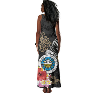 Caribbean American Heritage Month Tank Maxi Dress Tribal Pattern Tropical Hibiscus Flower